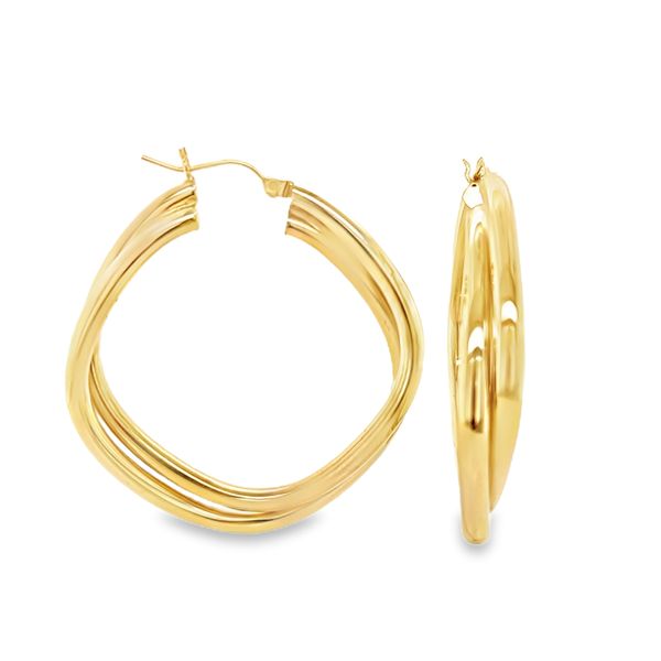 14K Yellow Gold 6mm x 42mm Double Twisted Hoop Earrings | 5.5 DWT Classic Creations In Diamonds & Gold Venice, FL
