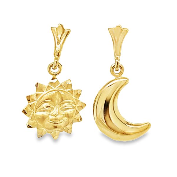 14K Yellow Gold Sun and Moon Drop Earrings | 1.2 DWT Classic Creations In Diamonds & Gold Venice, FL
