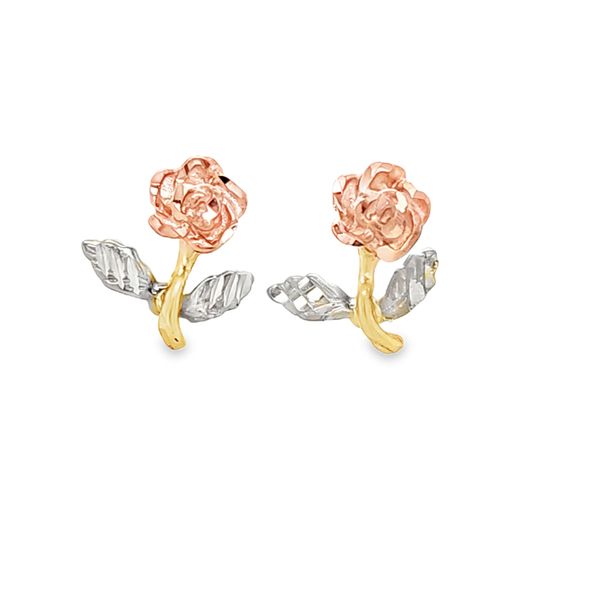 14K Yellow Gold Flower Stud Earrings | 1.1 DWT Classic Creations In Diamonds & Gold Venice, FL