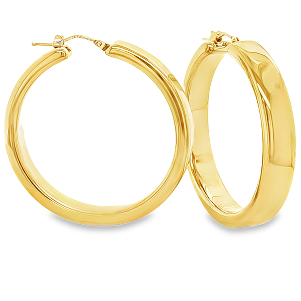 14K Yellow Gold Large Hoop Earrings 40mm | Classic 3mm Polished Gold Hoops Classic Creations In Diamonds & Gold Venice, FL