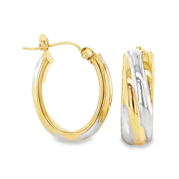 14K Two-Tone Gold Hoop Earrings | Classic Polished Gold Hoops Classic Creations In Diamonds & Gold Venice, FL
