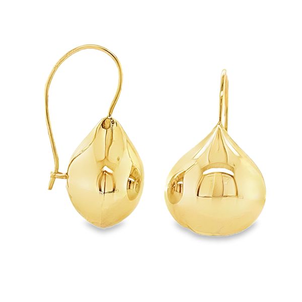 14K Yellow Gold Teardrop Ball Earrings | Elegant Polished Gold Earrings Classic Creations In Diamonds & Gold Venice, FL