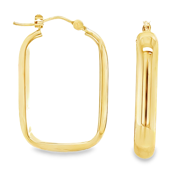 14K Yellow Gold Rectangular Hoop Earrings | Modern Geometric Gold Hoops Classic Creations In Diamonds & Gold Venice, FL