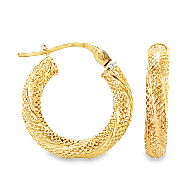 10K Yellow Gold Twisted Hoop Earrings 30mm | Lightweight Gold Hoops Classic Creations In Diamonds & Gold Venice, FL