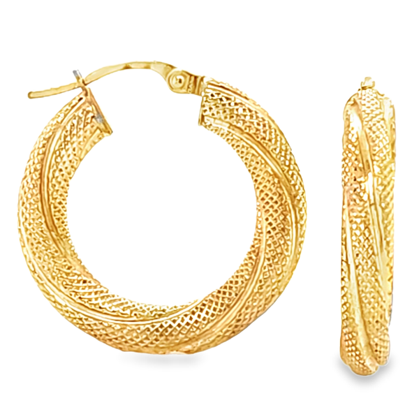 10K Yellow Gold Twisted Hoop Earrings 22mm | 4mm Wide | 1.7 DWT Classic Creations In Diamonds & Gold Venice, FL