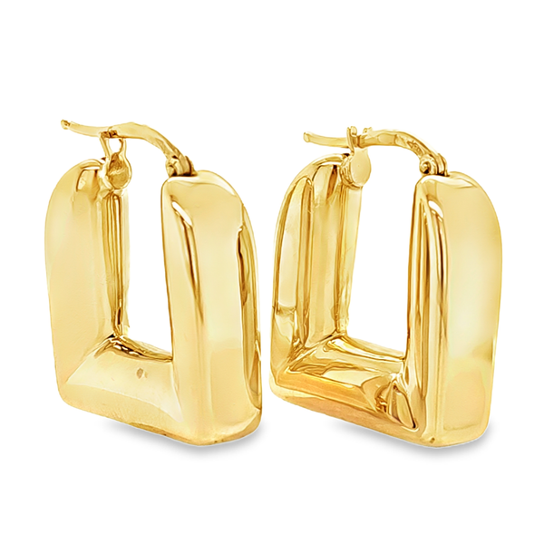 18K Yellow Gold Square Huggie Hoop Earrings 22mm | 3.5 DWT Classic Creations In Diamonds & Gold Venice, FL