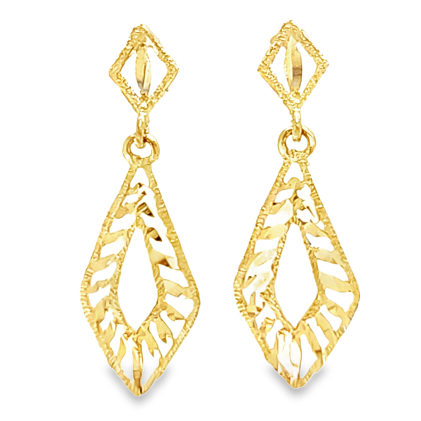 14K Yellow Gold Diamond-Cut Filigree Dangle Earrings | 0.9 DWT Classic Creations In Diamonds & Gold Venice, FL