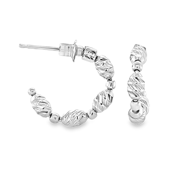 18K White Gold Diamond Cut Hoop Earrings Classic Creations In Diamonds & Gold Venice, FL