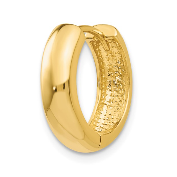 Single 14K Gold Round Hinged Hoop Earring with Hidden Catch Classic Creations In Diamonds & Gold Venice, FL