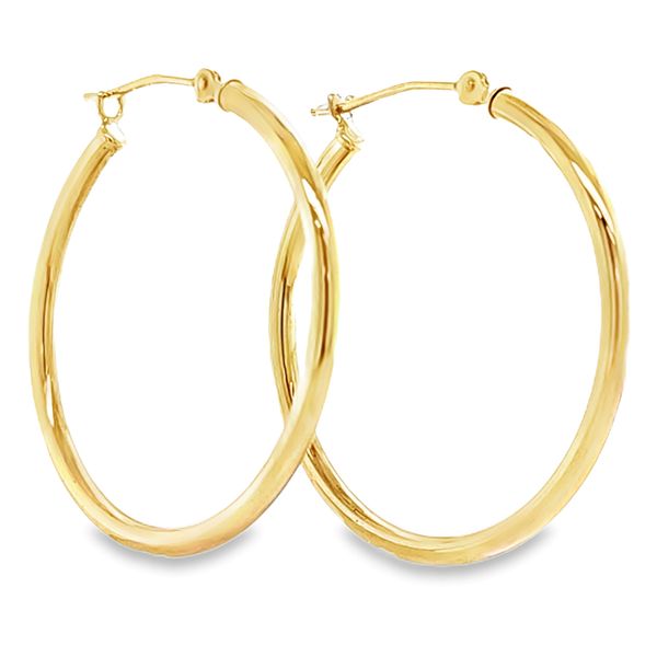 10K Yellow Gold Hoop Earrings 1.7mm x 27mm Classic Creations In Diamonds & Gold Venice, FL
