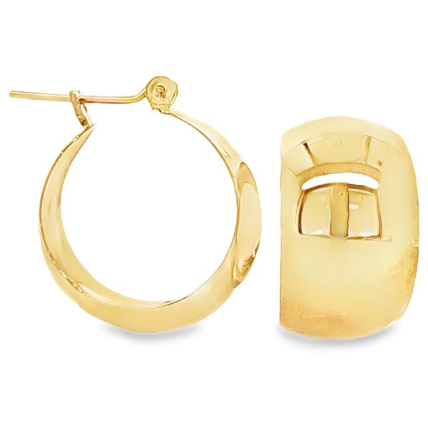 14K Yellow Gold Chunky Dome Hoop Earrings Classic Creations In Diamonds & Gold Venice, FL
