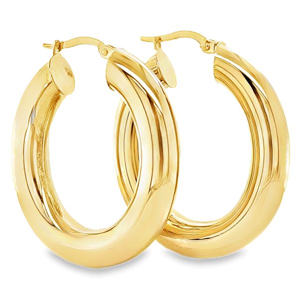 14K Yellow Gold Hoop Earrings 6mm x 30mm Classic Creations In Diamonds & Gold Venice, FL