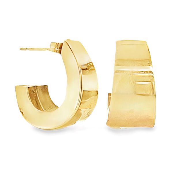 14K Yellow Gold Wide Half Hoop Earrings Classic Creations In Diamonds & Gold Venice, FL