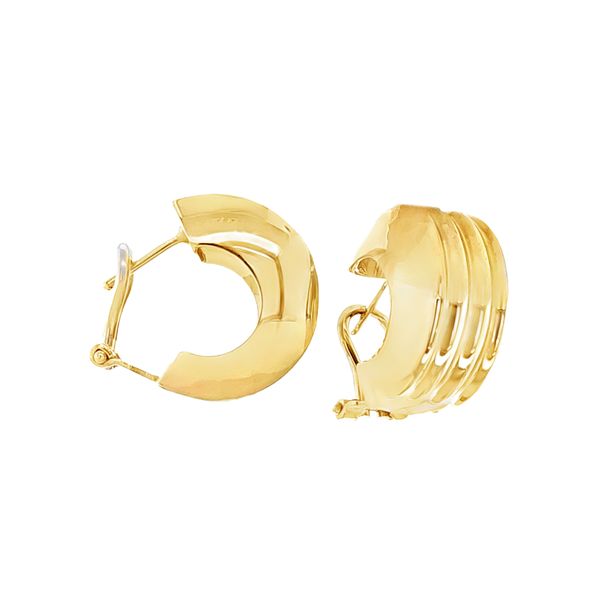 14K Yellow Gold Ribbed Half Hoop Earrings Classic Creations In Diamonds & Gold Venice, FL