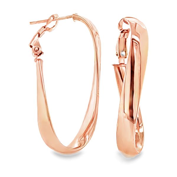 14K Rose Gold Elongated Curved Hoop Earrings Classic Creations In Diamonds & Gold Venice, FL