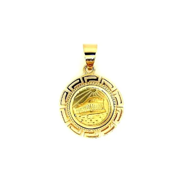 14K Yellow Gold Replica Greek Coin Greek Key Bezel Pendant Classic Creations In Diamonds & Gold Venice, FL