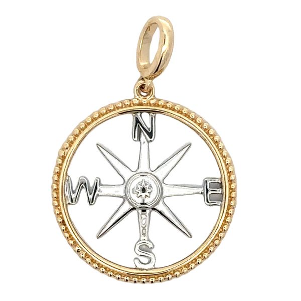 14KTT Cut Out Compass Charm Classic Creations In Diamonds & Gold Venice, FL