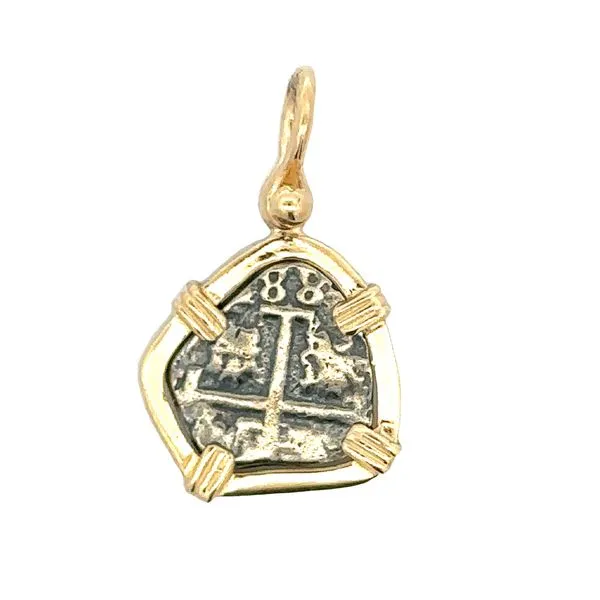 Replica Atocha Ship Wreck Small Coin 14K Yellow Gold Frame Pendant Classic Creations In Diamonds & Gold Venice, FL