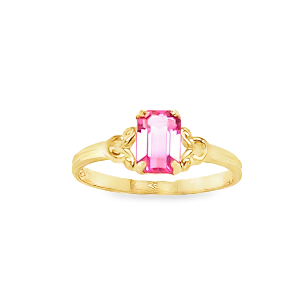 Vintage 1985 Kiddie Kraft Pink Tourmaline October Birthstone Ring Size 3.5 – 10K Yellow Gold Classic Creations In Diamonds & Gold Venice, FL