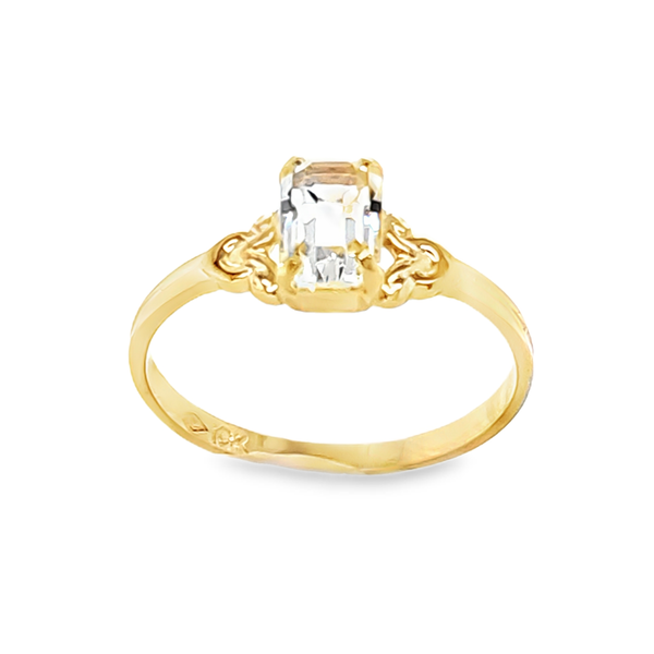 Vintage 1985 Kiddie Kraft Cubic Zirconia April Birthstone Ring Size 3.75 – 10K Yellow Gold Classic Creations In Diamonds & Gold Venice, FL