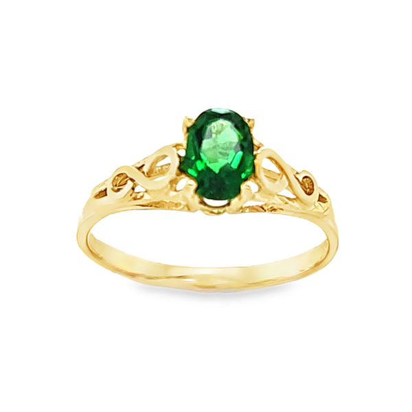 Vintage 1985 Kiddie Kraft Emerald May Birthstone Ring Size 4.75 – 10K Yellow Gold Classic Creations In Diamonds & Gold Venice, FL