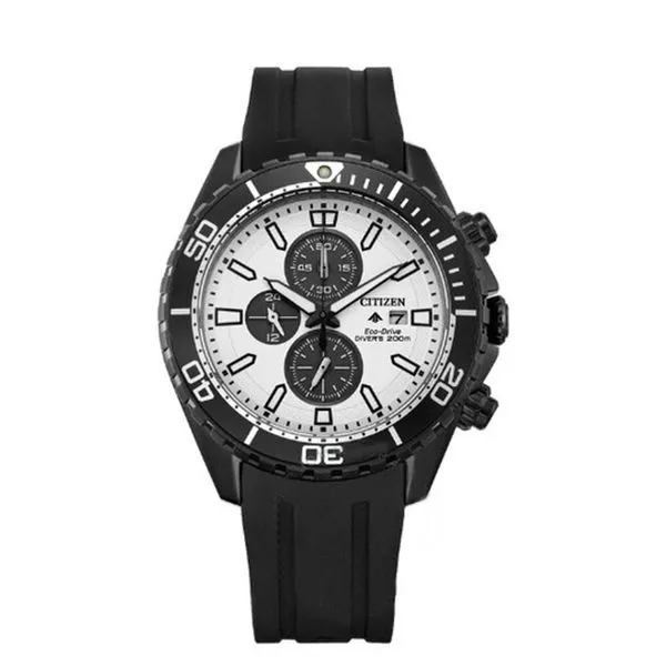 Men's Citizen Promaster Marine Chronograph Eco-Drive White Dial Watch Classic Creations In Diamonds & Gold Venice, FL