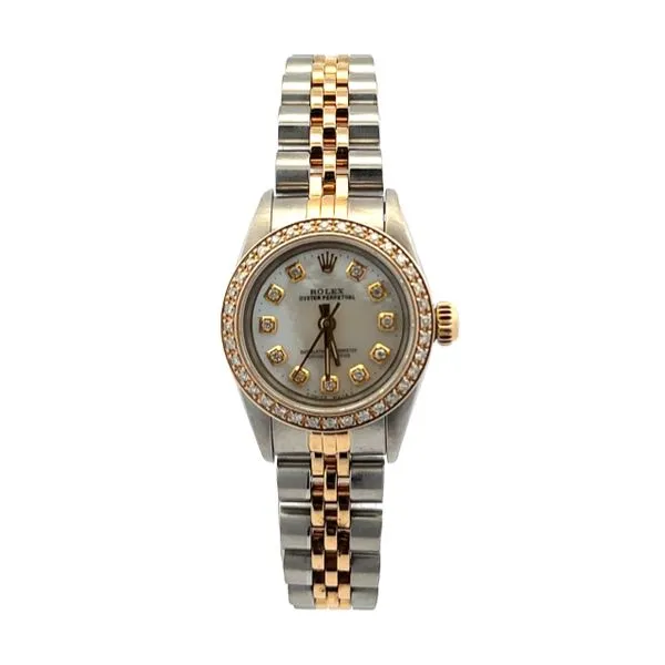 18K/SS 25mm No-Date Diamond MOP Dial Diamond Bezel Jubilee Bracelet Classic Creations In Diamonds & Gold Venice, FL