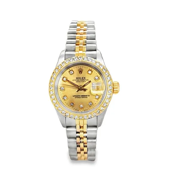 Pre-Owned Rolex Oyster Perpetual Datejust Model 69173 (1990) Classic Creations In Diamonds & Gold Venice, FL