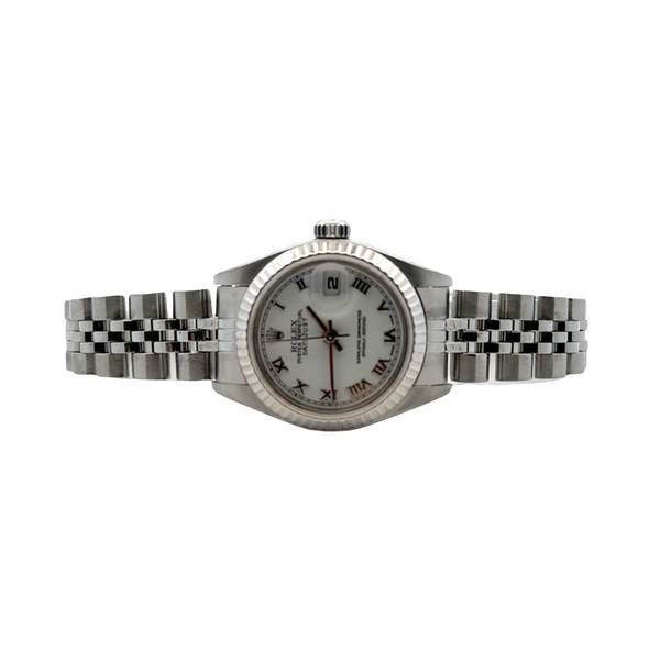 Pre-Owned Rolex Datejust 26mm Ref 79174 White Roman Dial 18KWG Bezel Jubilee Watch | 2003 Classic Creations In Diamonds & Gold Venice, FL