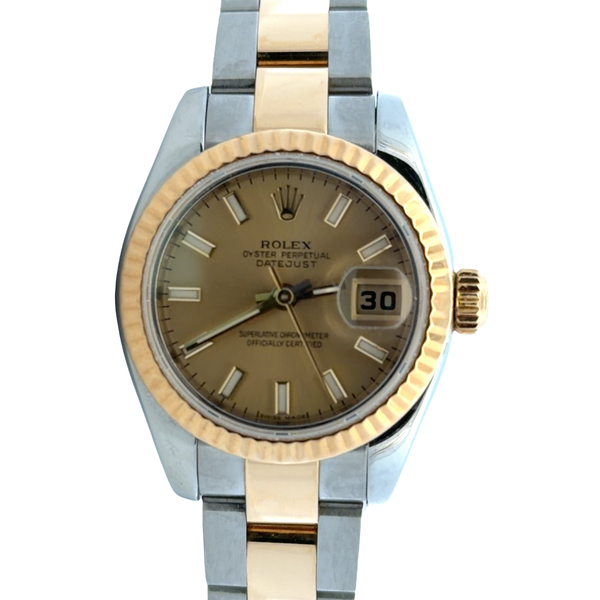 Pre Owned Rolex Lady Datejust 179173 Champagne Dial 26mm Image 2 Classic Creations In Diamonds & Gold Venice, FL