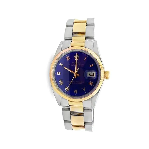 36mm 14K/SS Rolex DateJust Electric Blue Dial Fluted Bezel Oyster Bracelet Classic Creations In Diamonds & Gold Venice, FL