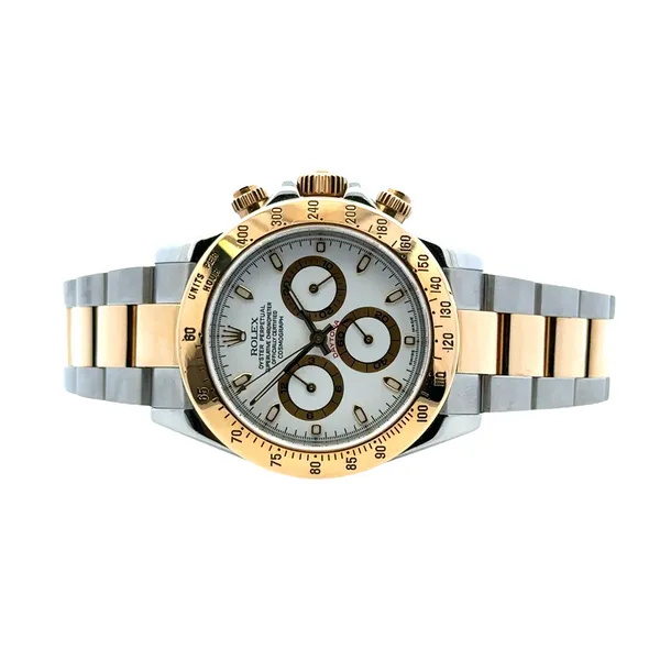 18KY/SS Rolex Daytona White DIal Box & Papers Ref #116523 (2003) Image 2 Classic Creations In Diamonds & Gold Venice, FL