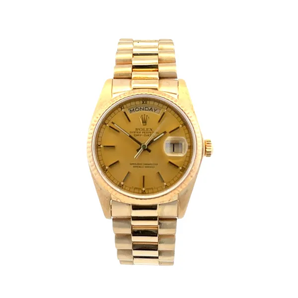 Pre-Owned Rolex Day-Date Model 18038 (1982) Classic Creations In Diamonds & Gold Venice, FL