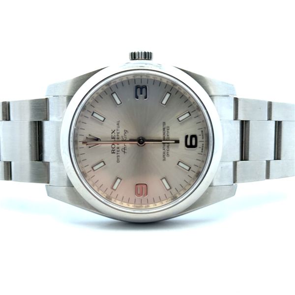 Pre-Owned 2010 Rolex Air-King 34mm Ref 114200 Silver Arabic Dial Oyster Bracelet Watch Image 3 Classic Creations In Diamonds & Gold Venice, FL