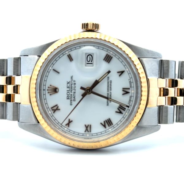 Pre-Owned 1983 Rolex Datejust 36mm Ref 16013 White Roman Dial Two-Tone Jubilee Watch Image 2 Classic Creations In Diamonds & Gold Venice, FL