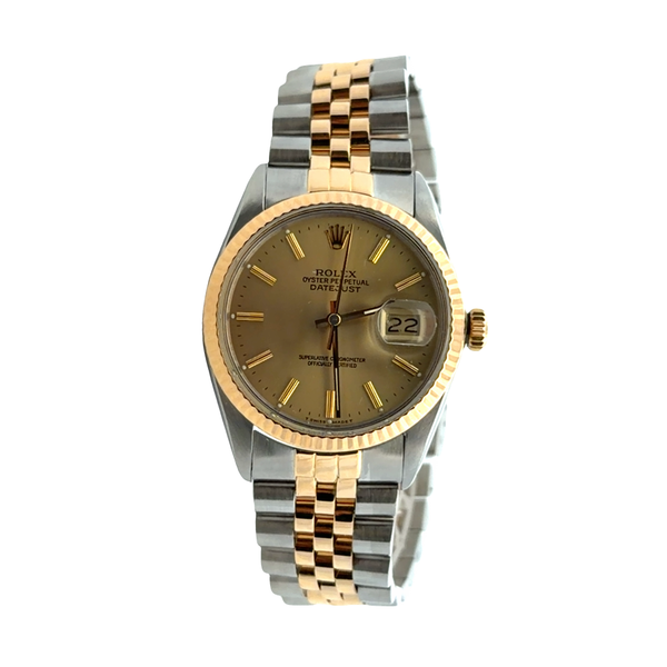 Pre-Owned 1987 Rolex Datejust 36mm Ref 16013 Champagne Dial Two-Tone Jubilee Watch Image 2 Classic Creations In Diamonds & Gold Venice, FL