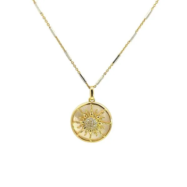Gold Plated Mother of Pearl Sun Necklace Classic Creations In Diamonds & Gold Venice, FL