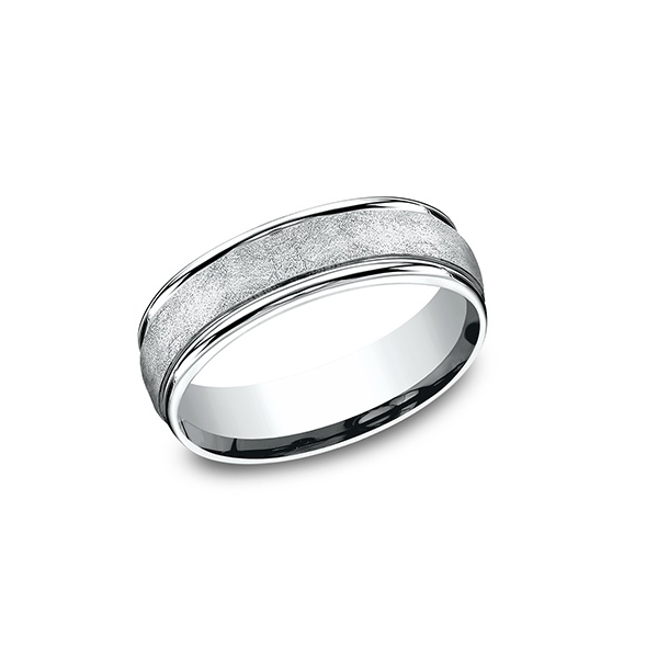 Benchmark Paradigm 6.5mm 14K White Gold Wedding Band Swirl Finish Comfort Fit Classic Creations In Diamonds & Gold Venice, FL