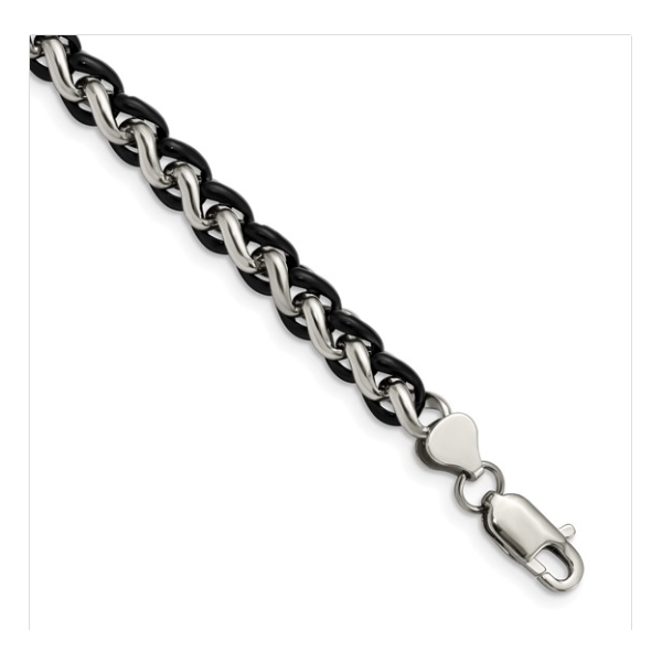 Stainless Steel Polished Black IP Plated Bracelet | 8.25 Inch Men's Bracelet Classic Creations In Diamonds & Gold Venice, FL