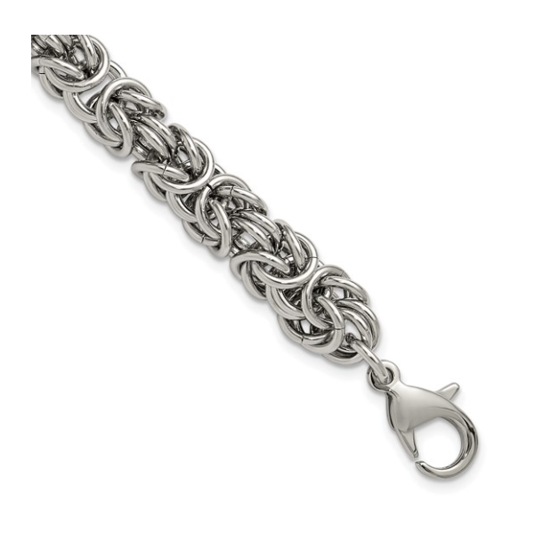 Stainless Steel Polished 8mm Byzantine Link Bracelet | 8.5 Inch Men's Bracelet Classic Creations In Diamonds & Gold Venice, FL