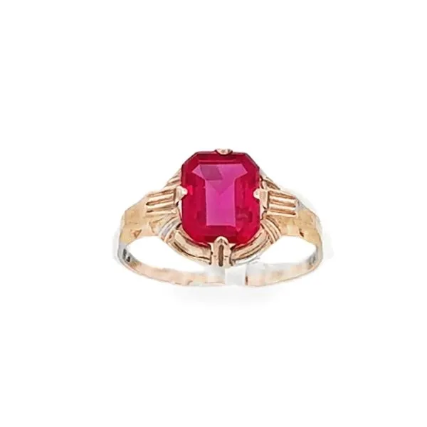 10K Yellow Gold 1930's Synthetic Spinel Emerald Cut Ring Classic Creations In Diamonds & Gold Venice, FL