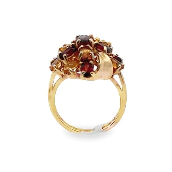 10K Yellow Gold Garnet And Citrine Cluster Estate Ring Image 2 Classic Creations In Diamonds & Gold Venice, FL