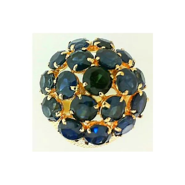 16K Yellow Gold Sapphire Cluster Estate Ring Classic Creations In Diamonds & Gold Venice, FL