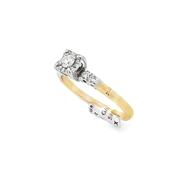 1940's 14K Yellow And White Gold Illusion Set Engagement Estate Ring Image 2 Classic Creations In Diamonds & Gold Venice, FL