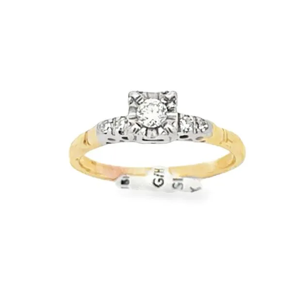 1940's 14K Yellow And White Gold Illusion Set Engagement Estate Ring Classic Creations In Diamonds & Gold Venice, FL