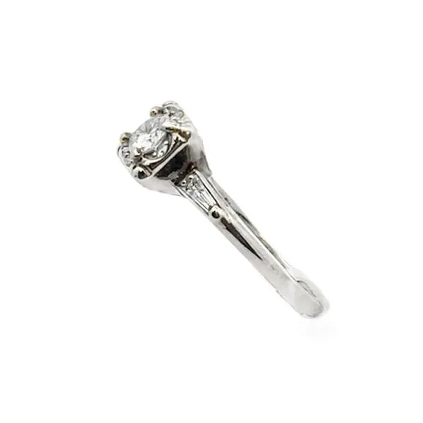 1930's 14K White Gold Illusion Set Solitaire Baguette Sides Estate Engagement Ring Image 2 Classic Creations In Diamonds & Gold Venice, FL