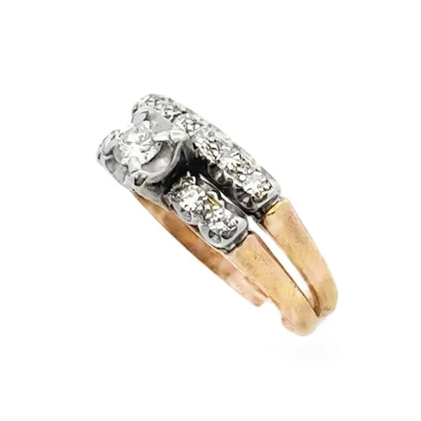 1930's 14K Yellow And White Gold Estate Engagement Ring And Wedding Band Image 2 Classic Creations In Diamonds & Gold Venice, FL