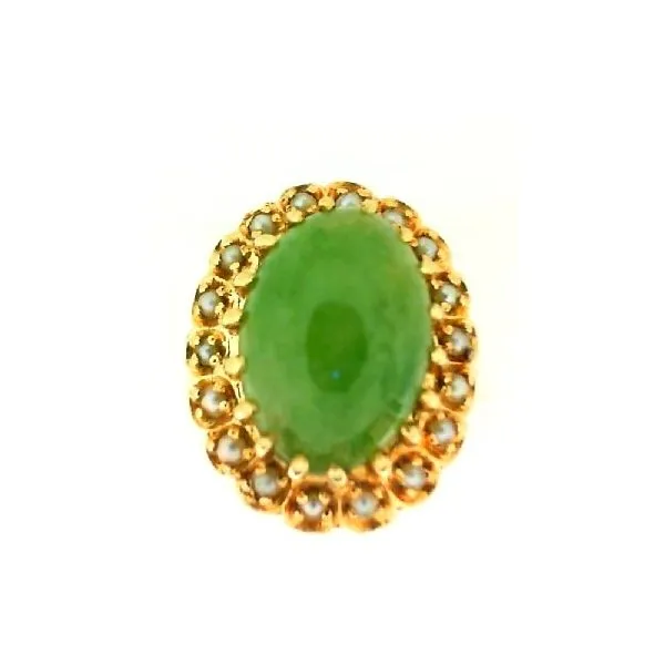 14K Yellow gold Jade And Seed Pearl  Estate Ring Classic Creations In Diamonds & Gold Venice, FL