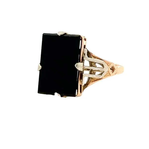 1930's Estate Black Onyx Filigree Style Ring Classic Creations In Diamonds & Gold Venice, FL