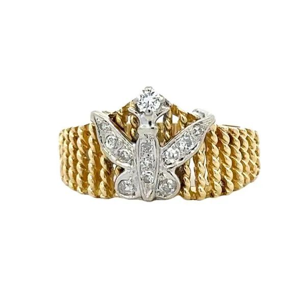 14K Yellow And White Gold Pavè Diamond Butterfly Ring Classic Creations In Diamonds & Gold Venice, FL